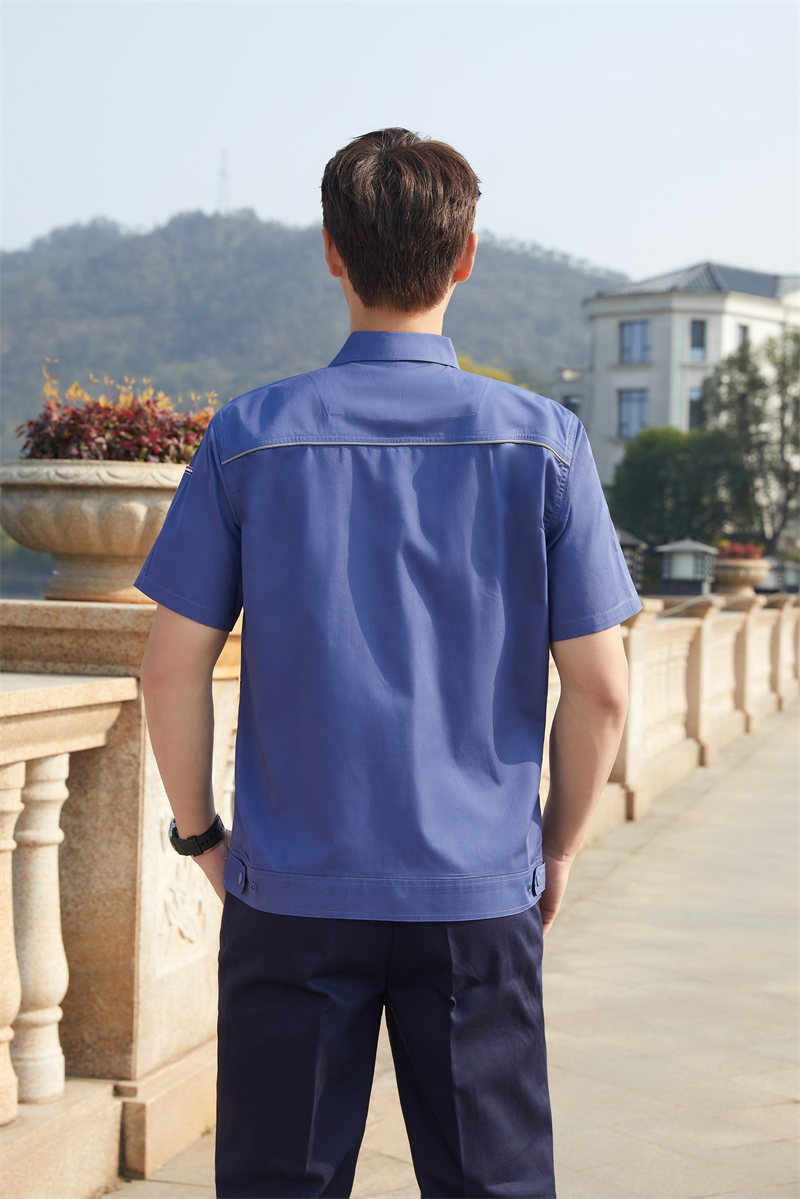 Fully covered polyester cotton fine twill short-sleeved workwear top Z03-5305