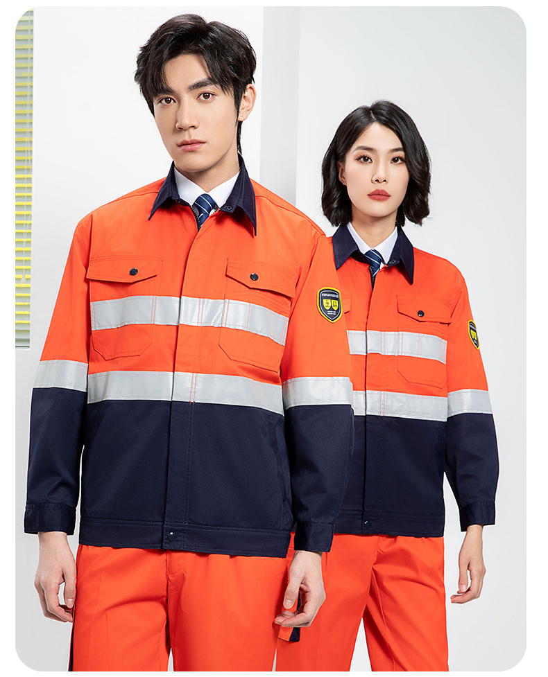 Spring and Autumn Anti-static High Visibility Warning Work Clothes Set H06-8021