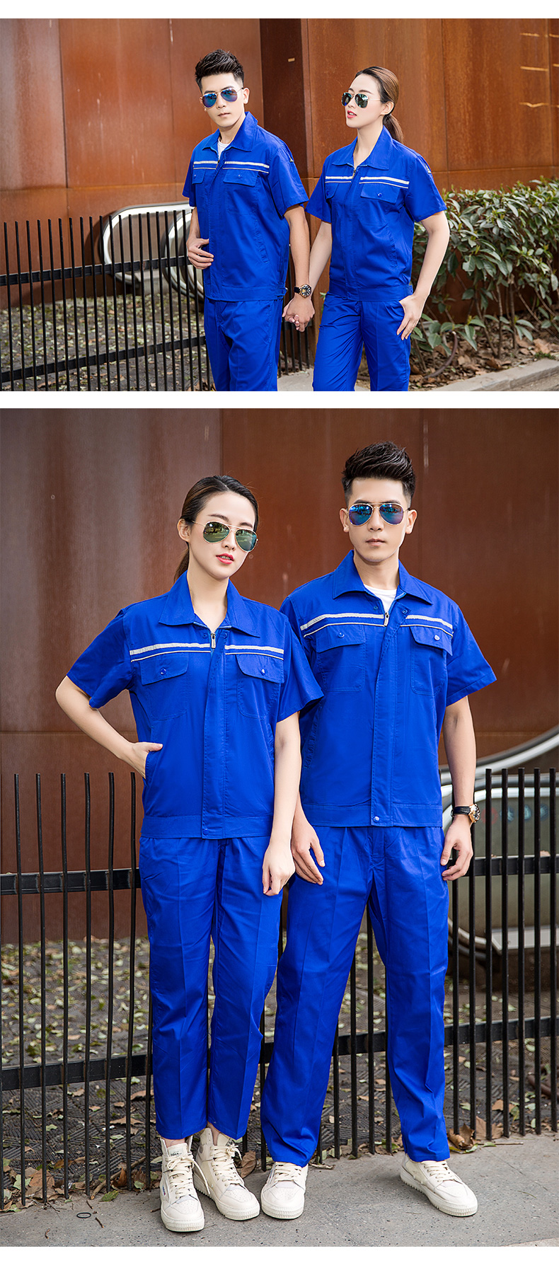 Full process polyester cotton double reverse fine twill anti-static short-sleeved workwear B06-S6 anti-static suit