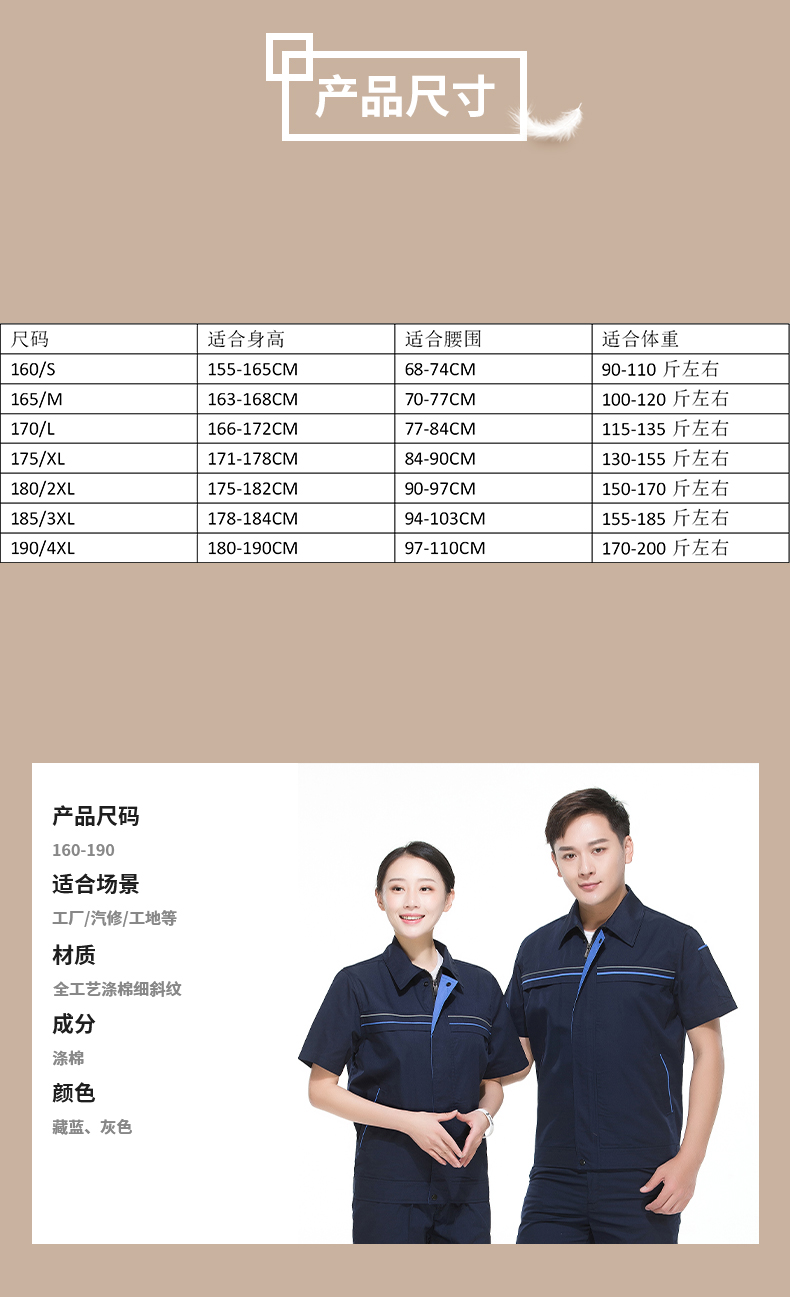 Full-process polyester-cotton fine twill five-button workwear top HBY-S1901-1903 top