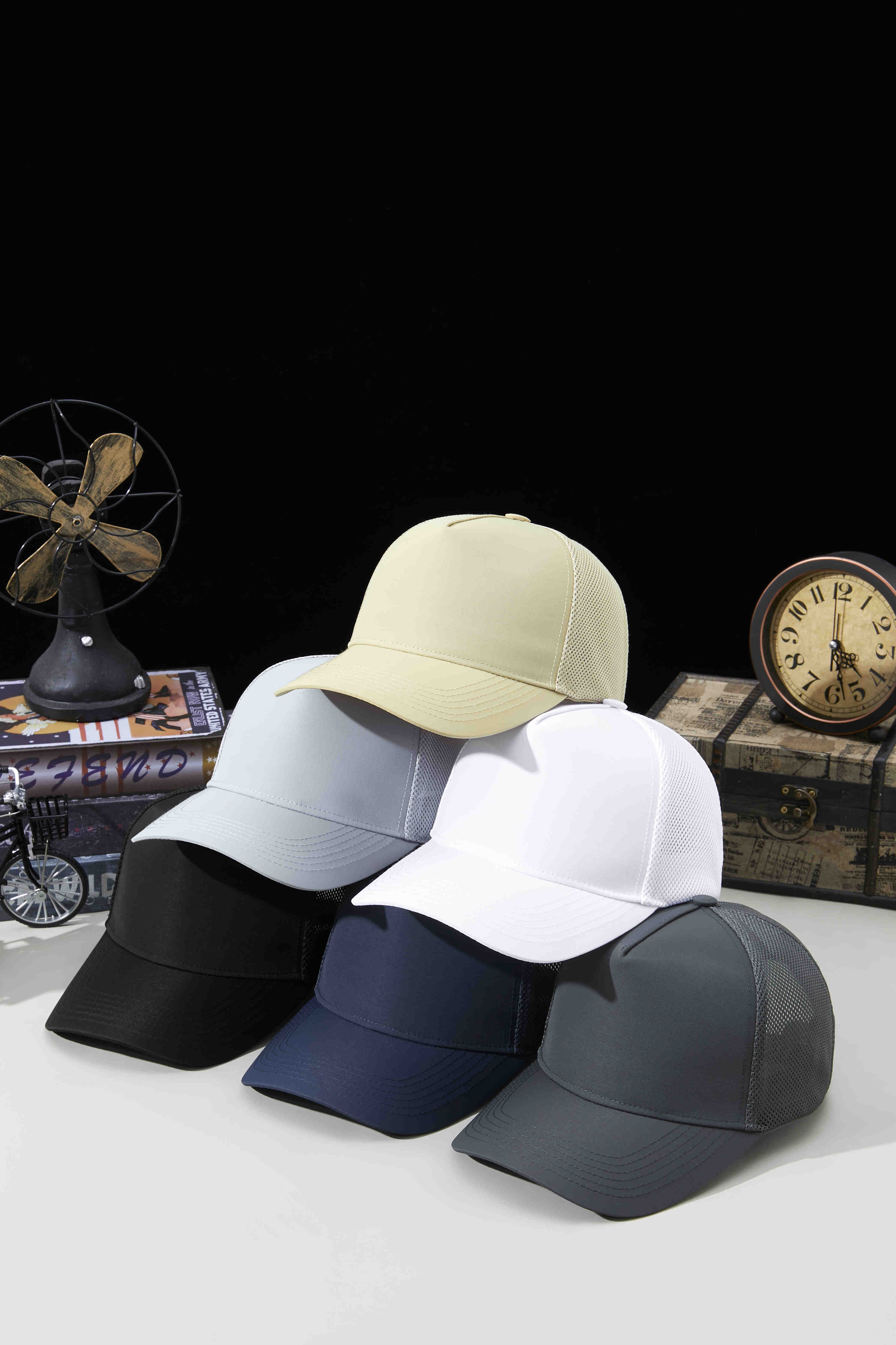 Quick-drying waterproof hard top five-panel high mesh baseball cap GJ5-164