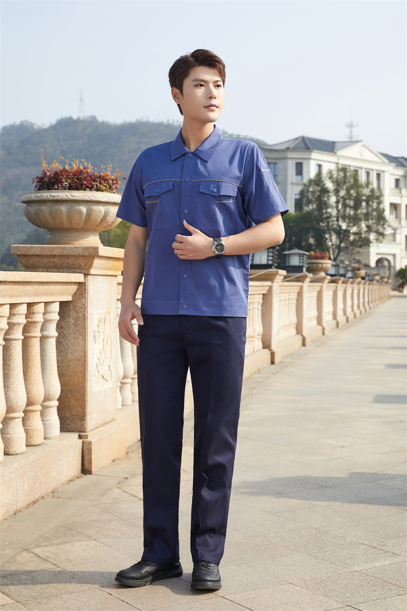 Fully covered polyester cotton fine twill short-sleeved workwear top Z03-5305