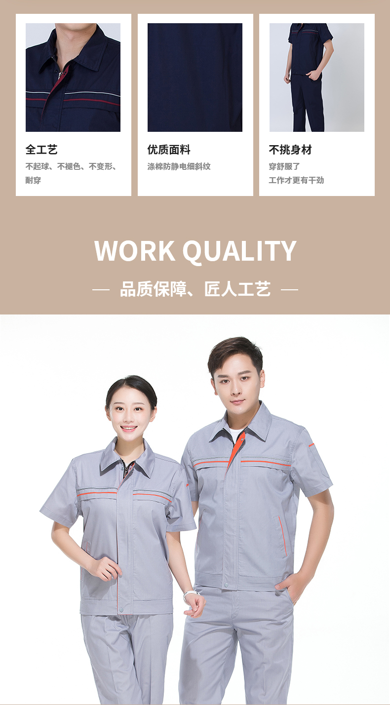 Full-process polyester-cotton fine twill five-button workwear top HBY-S1901-1903 top