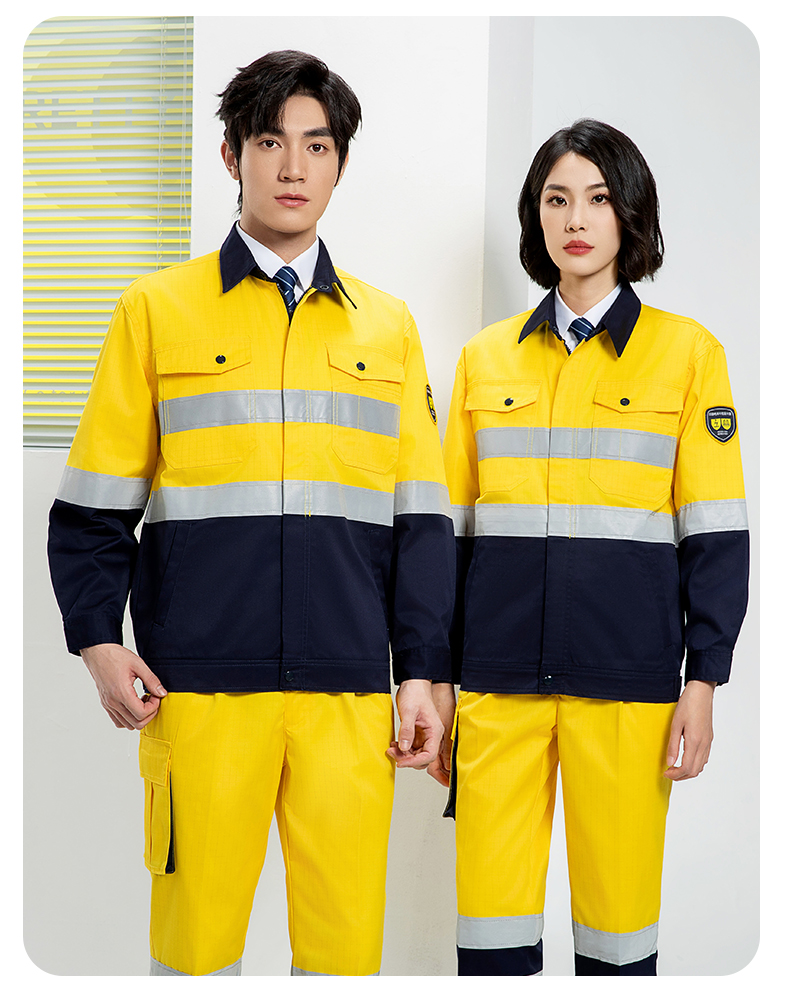 Spring and Autumn Anti-static High Visibility Warning Work Clothes Set H06-8021