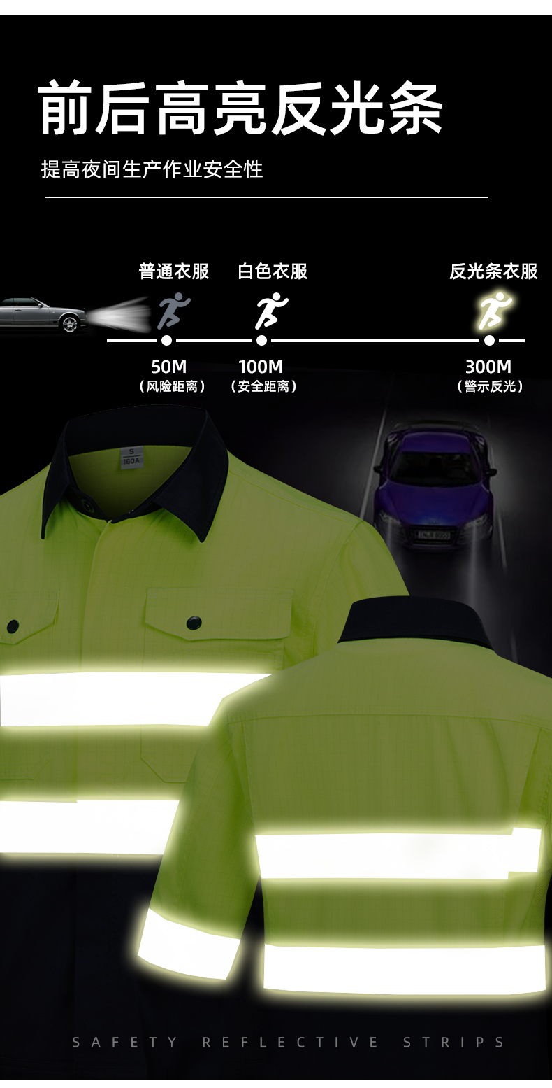 Spring and Autumn Anti-static High Visibility Warning Work Clothes Set H06-8021