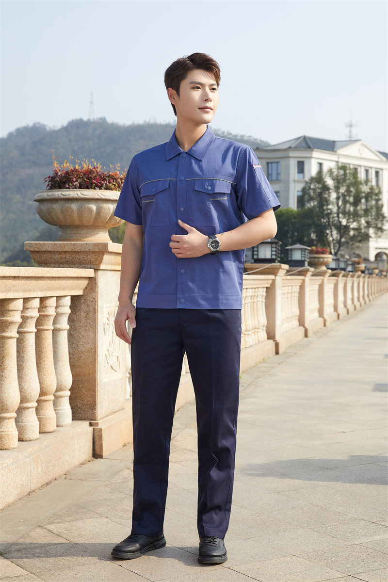 Fully covered polyester cotton fine twill short-sleeved workwear top Z03-5305