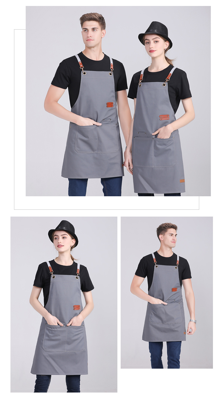 Canvas double ring buckle kitchen apron H01-2020-35