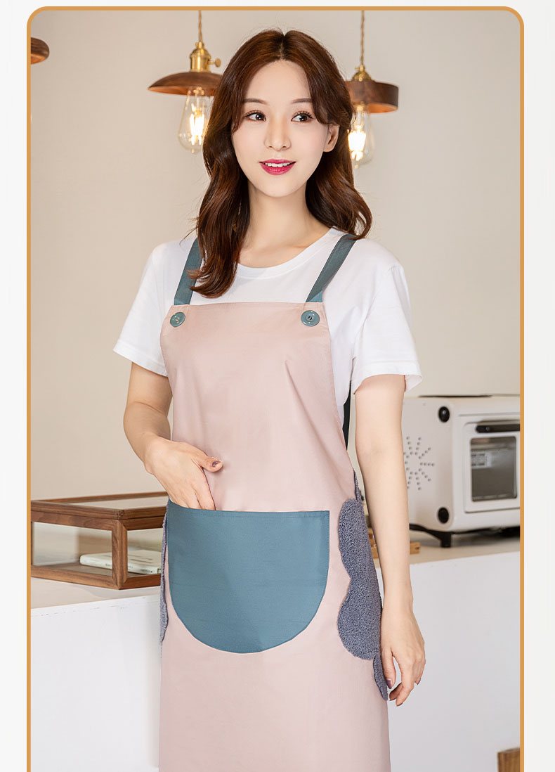 Waterproof contrast color wipeable hand strap apron U01-C11 home apron