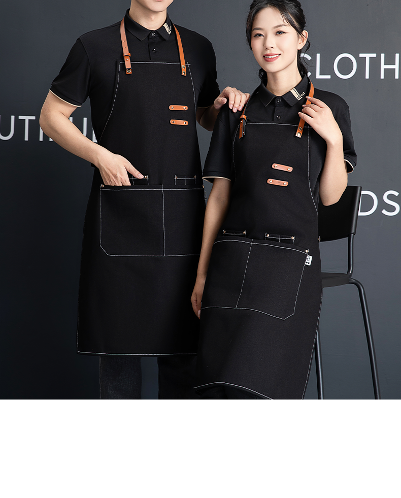 Wear-resistant and adjustable halter-neck denim apron U01-N12