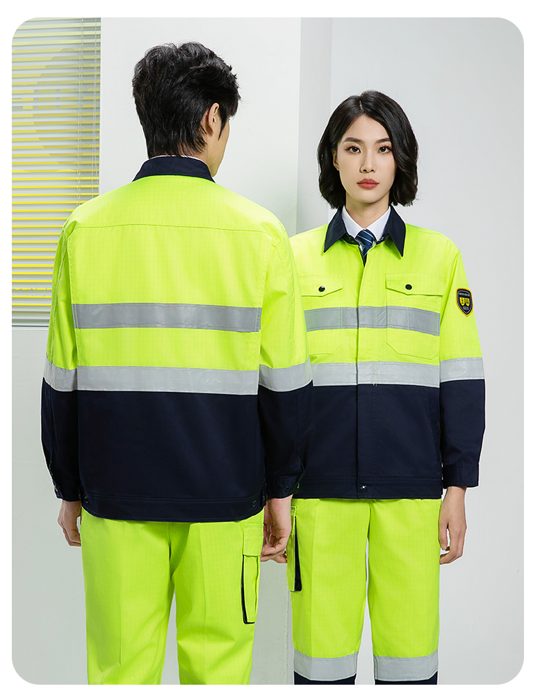 Spring and Autumn Anti-static High Visibility Warning Work Clothes Set H06-8021