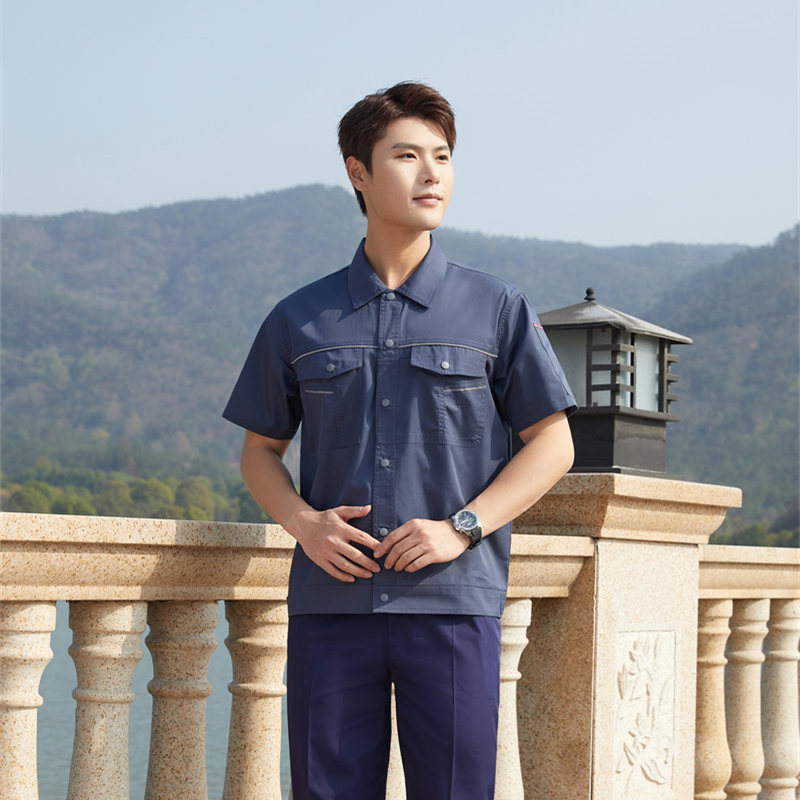 Fully covered polyester cotton fine twill short-sleeved work suit Z03-5304