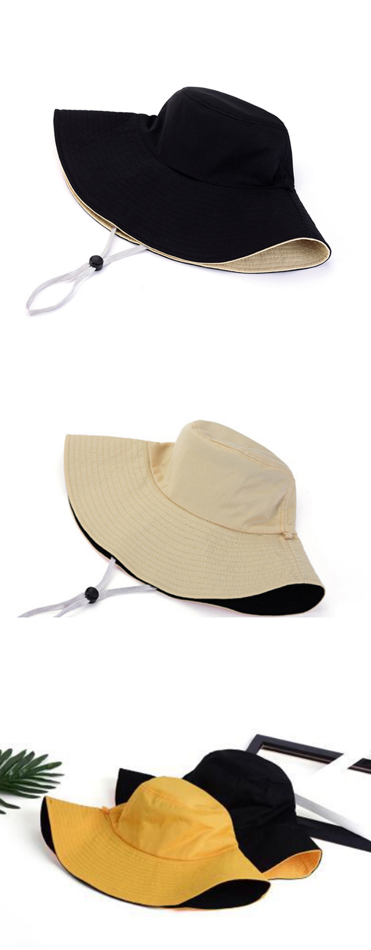 Double-sided large brim bucket hat sun hat GJ5-CPA8