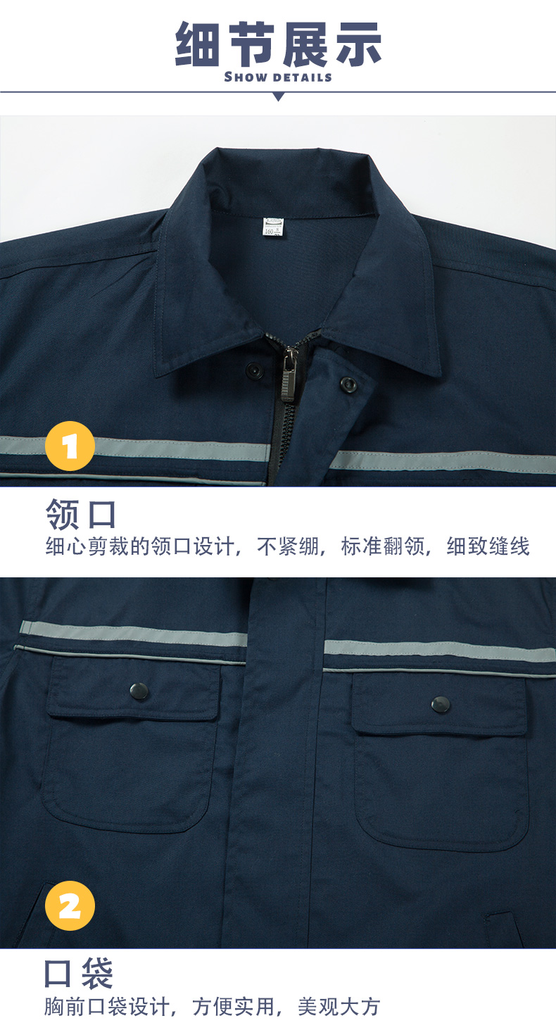 Full process polyester cotton double reverse fine twill anti-static short-sleeved workwear B06-S6 anti-static suit