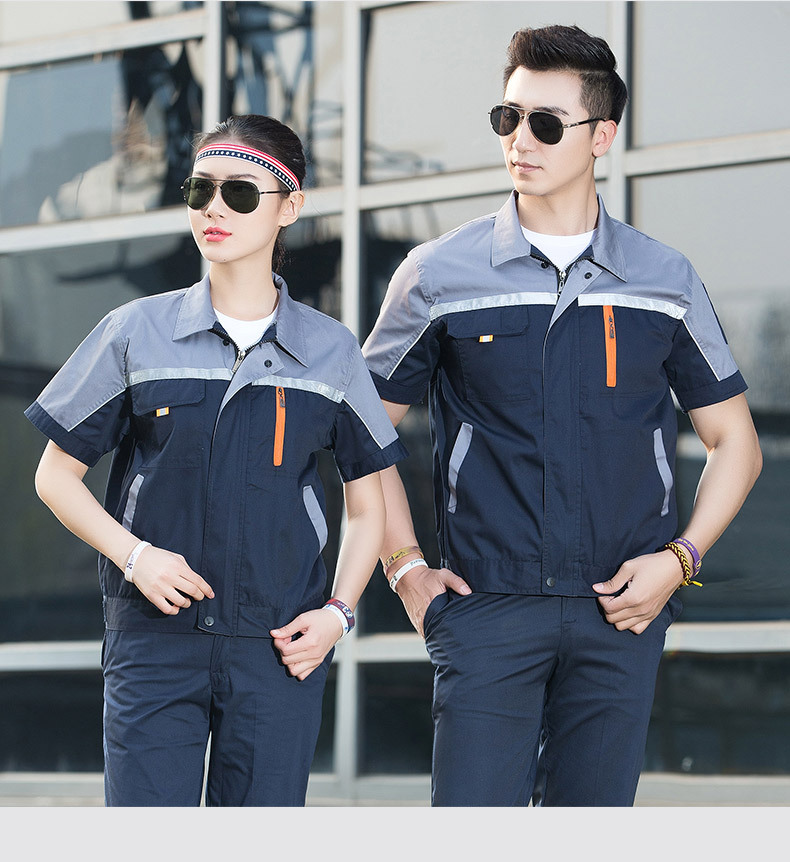 Reflective strip design summer work clothes suit B04-XD701