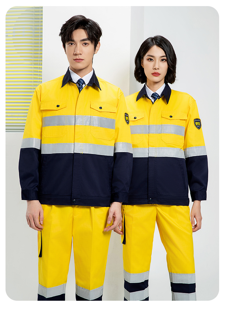 Spring and Autumn Anti-static High Visibility Warning Work Clothes Set H06-8021