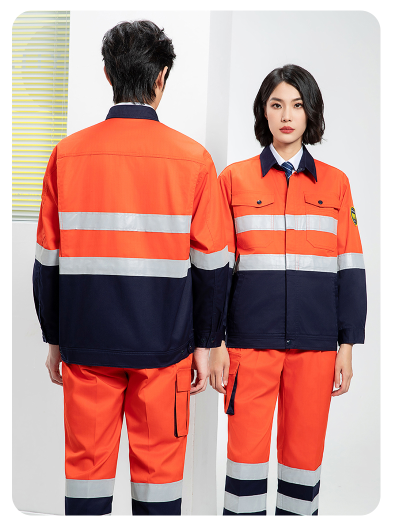 Spring and Autumn Anti-static High Visibility Warning Work Clothes Set H06-8021