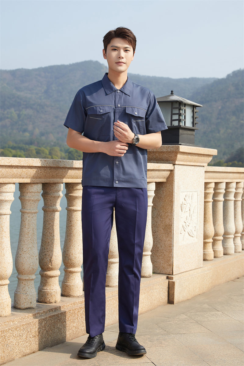 Fully covered polyester cotton fine twill short-sleeved work suit Z03-5304