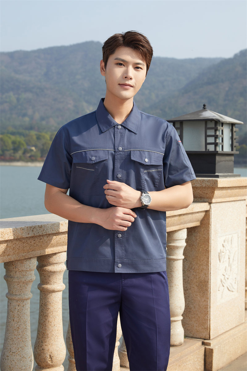 Fully covered polyester cotton fine twill short-sleeved work suit Z03-5304