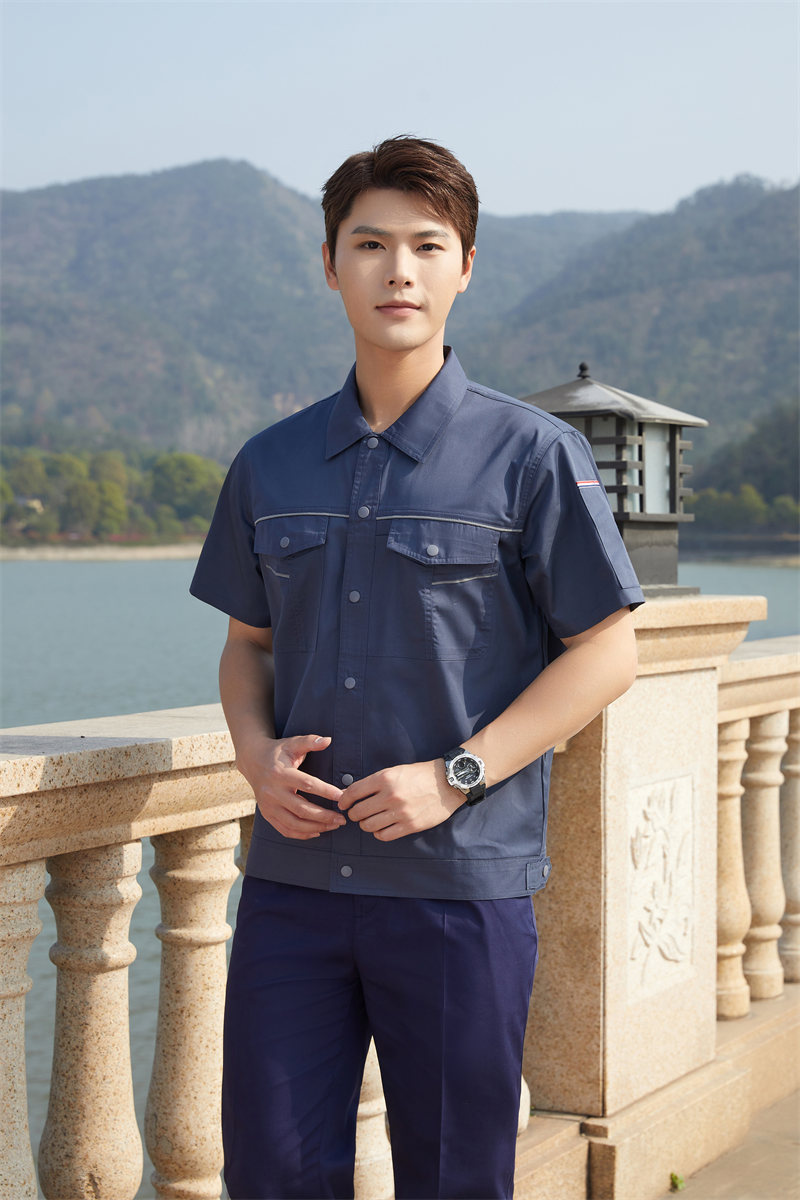 Fully covered polyester cotton fine twill short-sleeved work suit Z03-5304