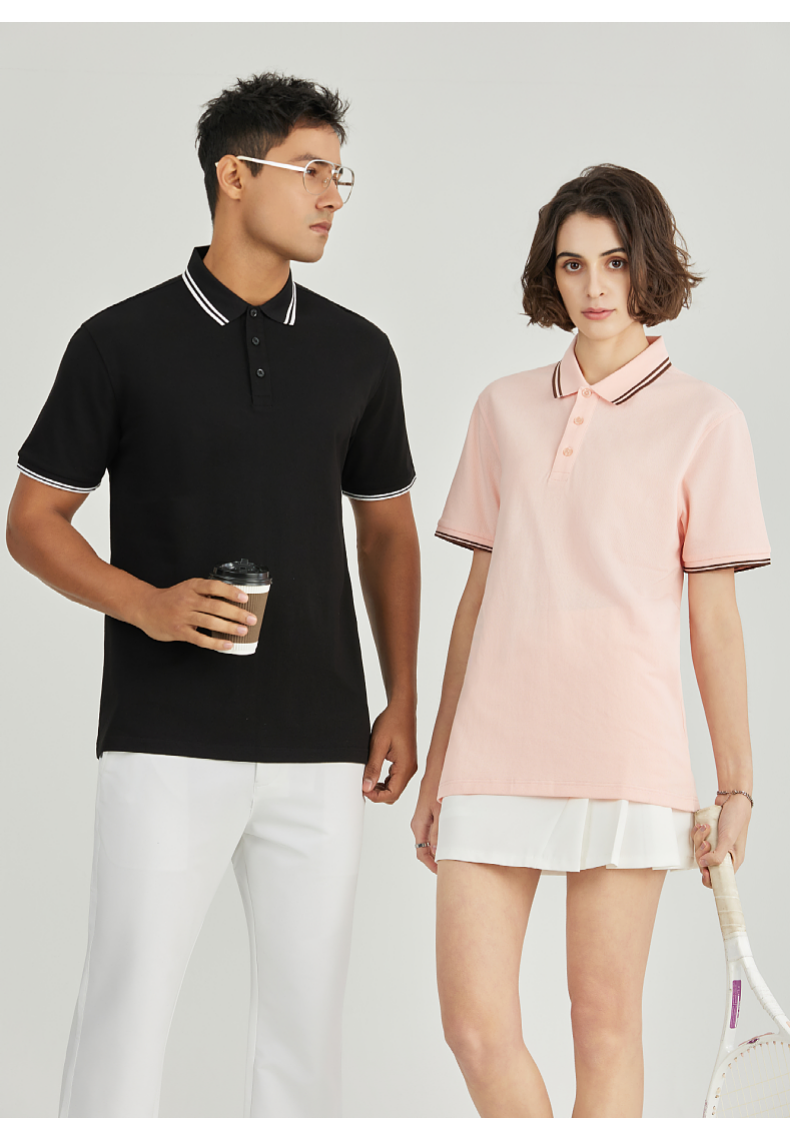 KP55303-220g striped unisex POLO shirt Polo short sleeve lapel