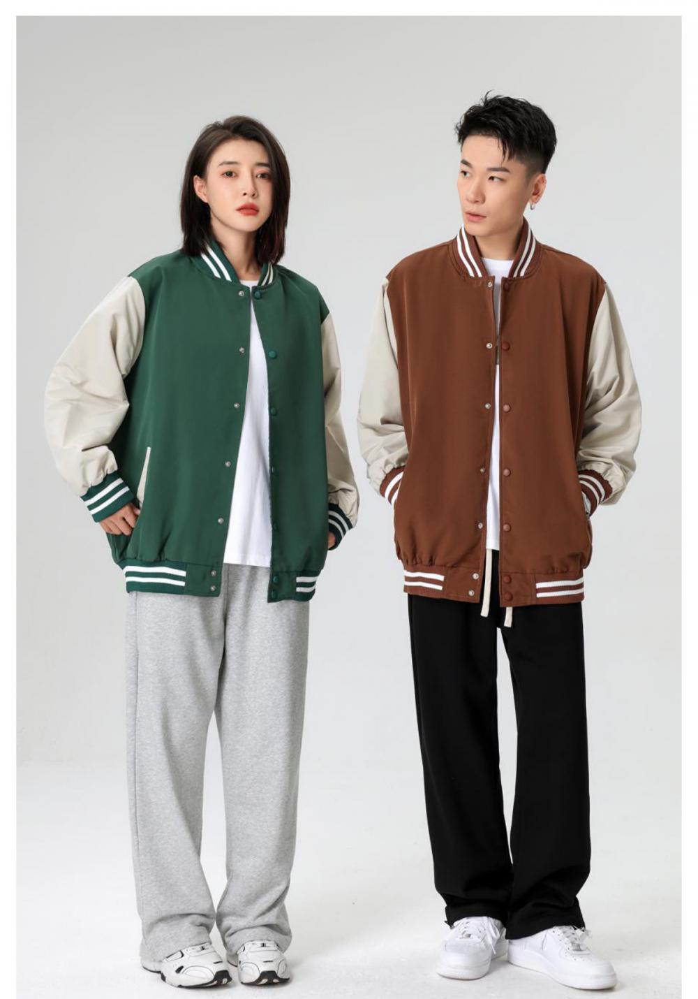 D807# Trendy brand drop shoulder contrast color baseball jacket jacket