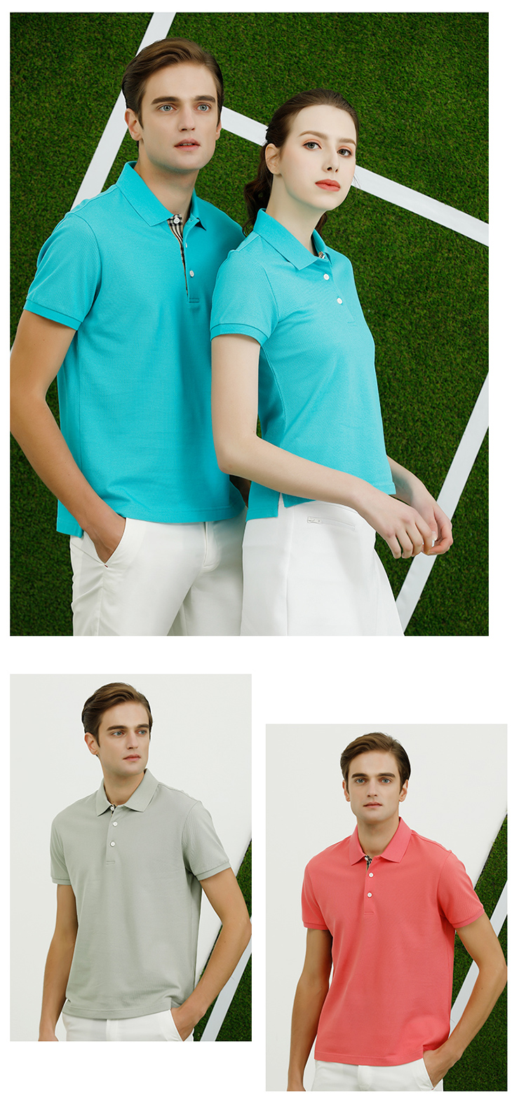 Long-staple cotton liquid ammonia pique lapel short-sleeved POLO shirt universal style GJ11-98008