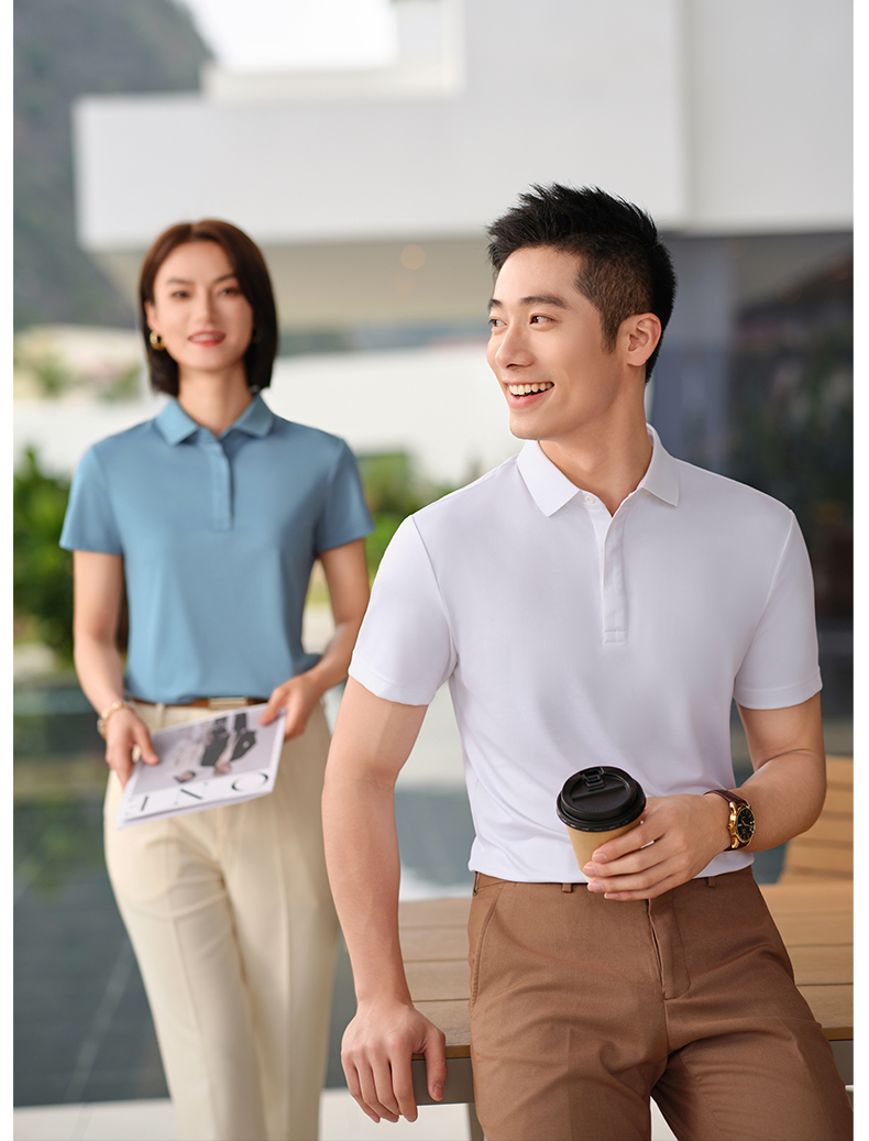 175g nylon cotton silk short-sleeved lapel POLO shirt GJ11-82016