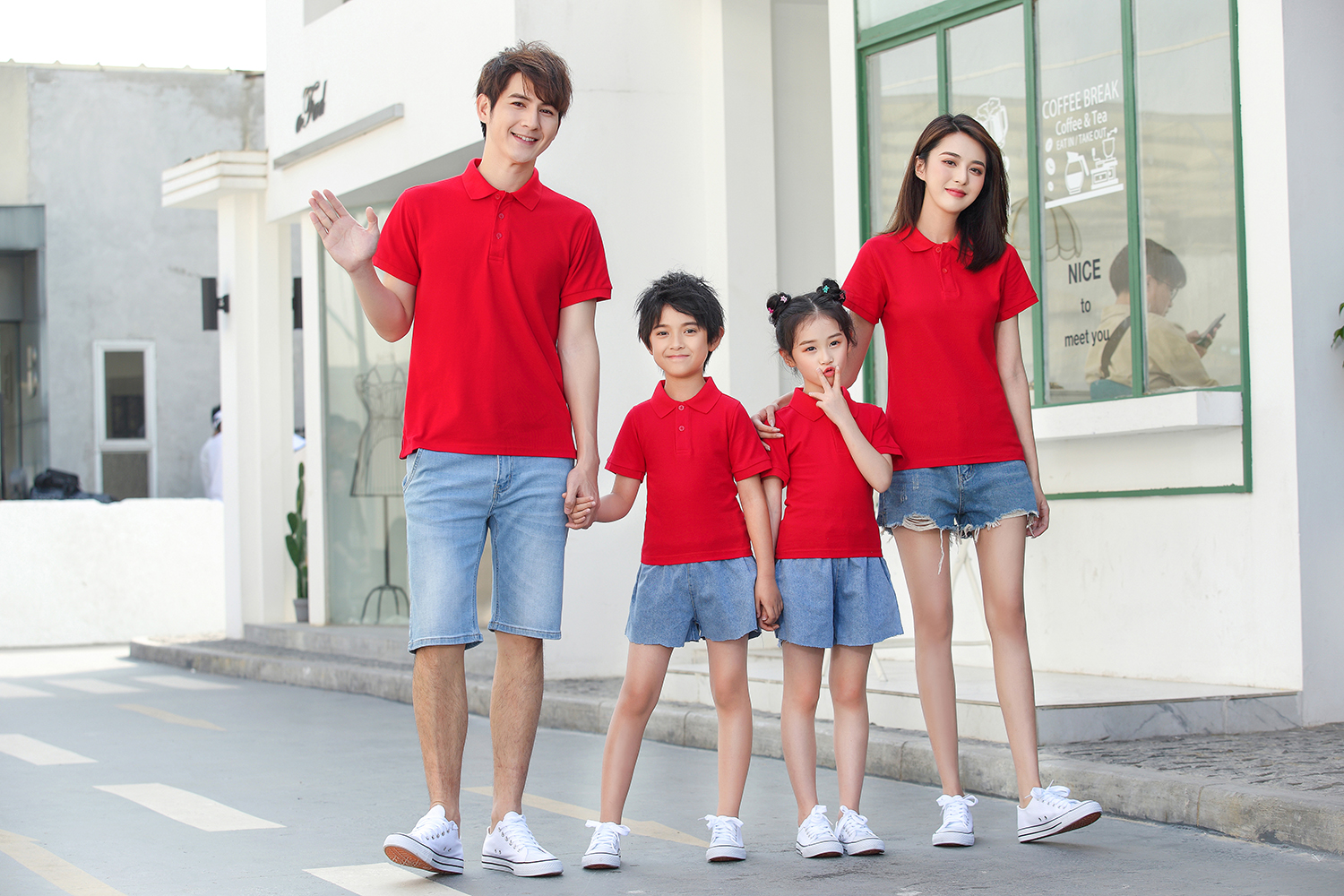 210g eco-friendly cotton parent-child short-sleeved lapel polo shirt for adults L18-2200