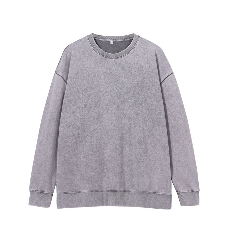 370g heavy terry washed old round neck sweatshirt G21-U-XU150