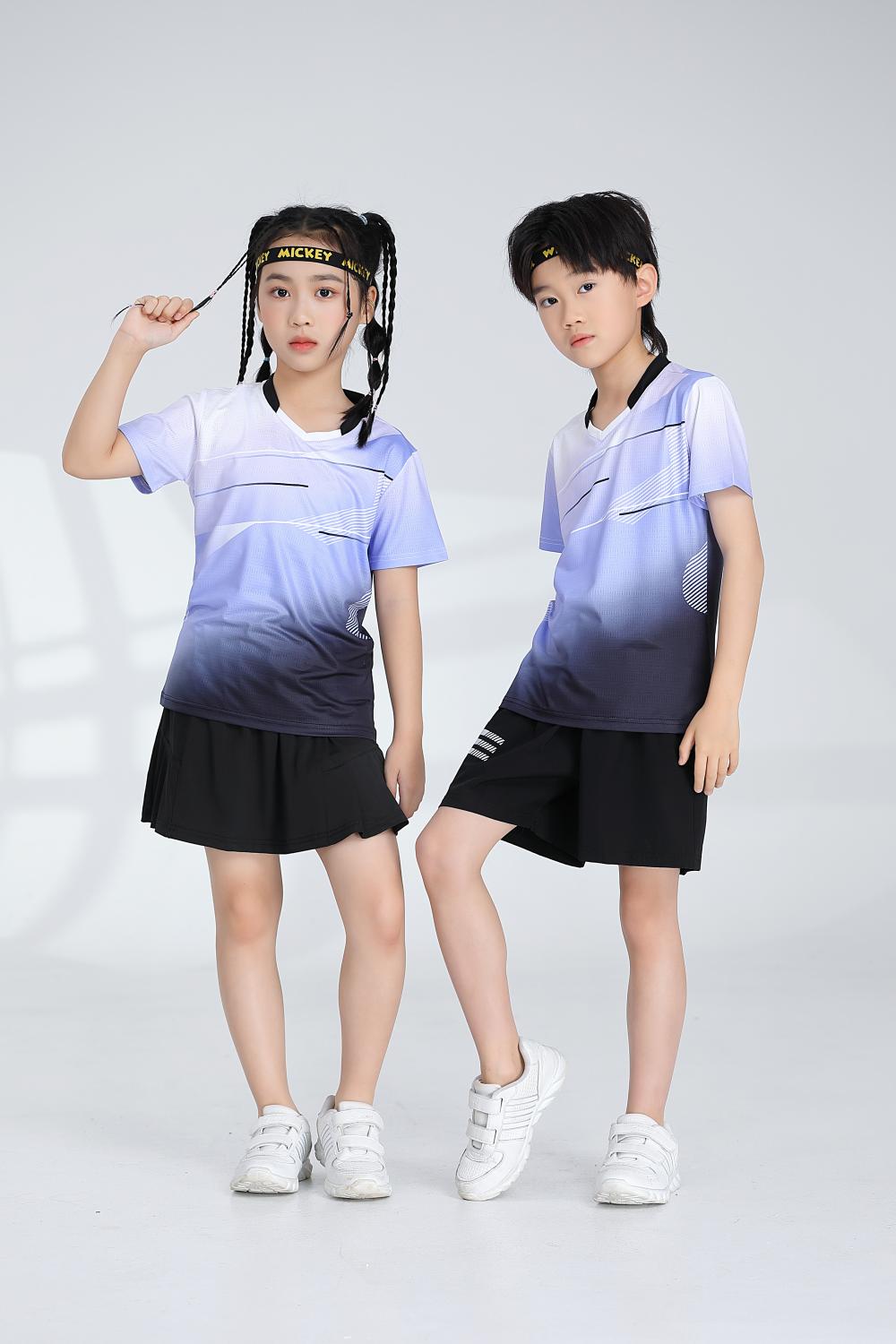 1885B style - Net badminton children clothing single top T-shirt short sleeve V-neck