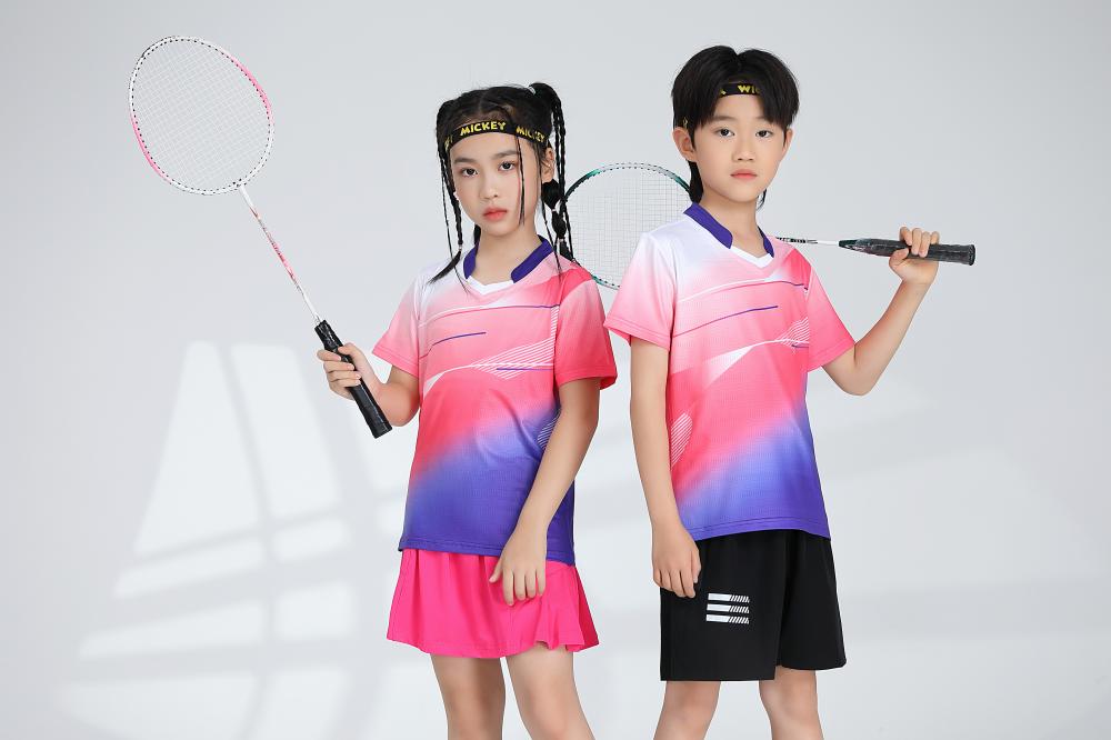 1885B style - Net badminton children clothing single top T-shirt short sleeve V-neck