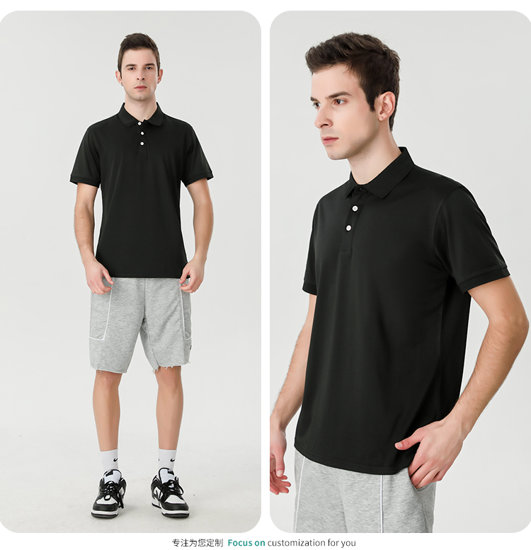 Ice silk cotton solid color lapel short-sleeved POLO shirt universal model YZ01-601