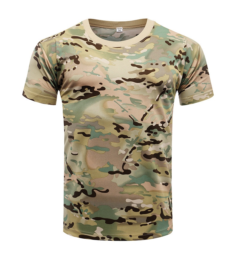 Camouflage sports casual round neck short sleeve T-shirt universal style H24-010