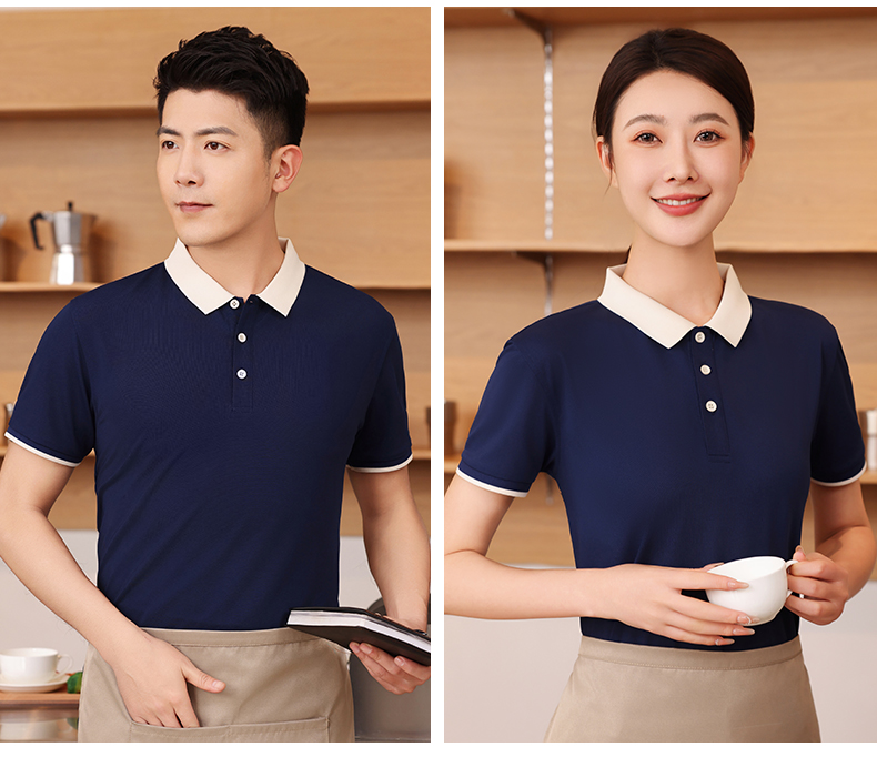 210g high density color matching collar moisture absorbing ice ion short sleeve lapel polo shirt L04-P143