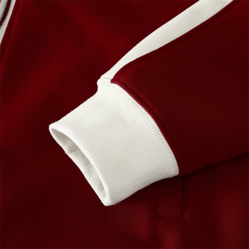 380g combed brushed composite cotton contrast color double zipper stand collar sweatshirt G21-U-X45076