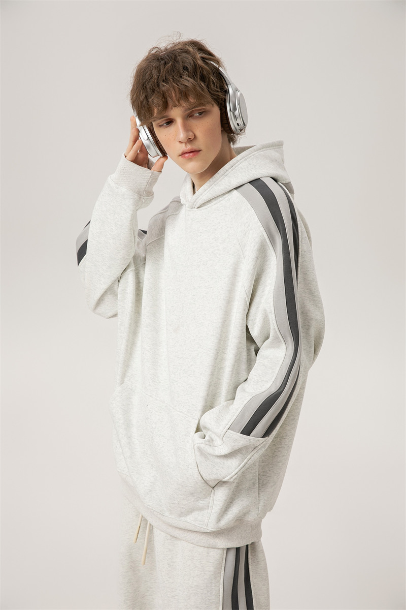 380g trendy personality spaced line hooded sweatshirt G21-U-XWY707