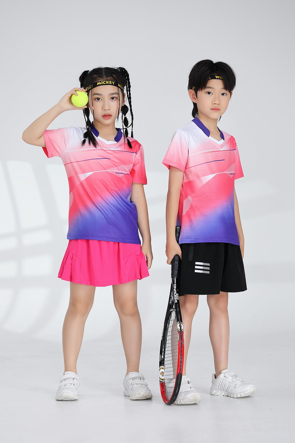 1885B style - Net badminton children clothing single top T-shirt short sleeve V-neck