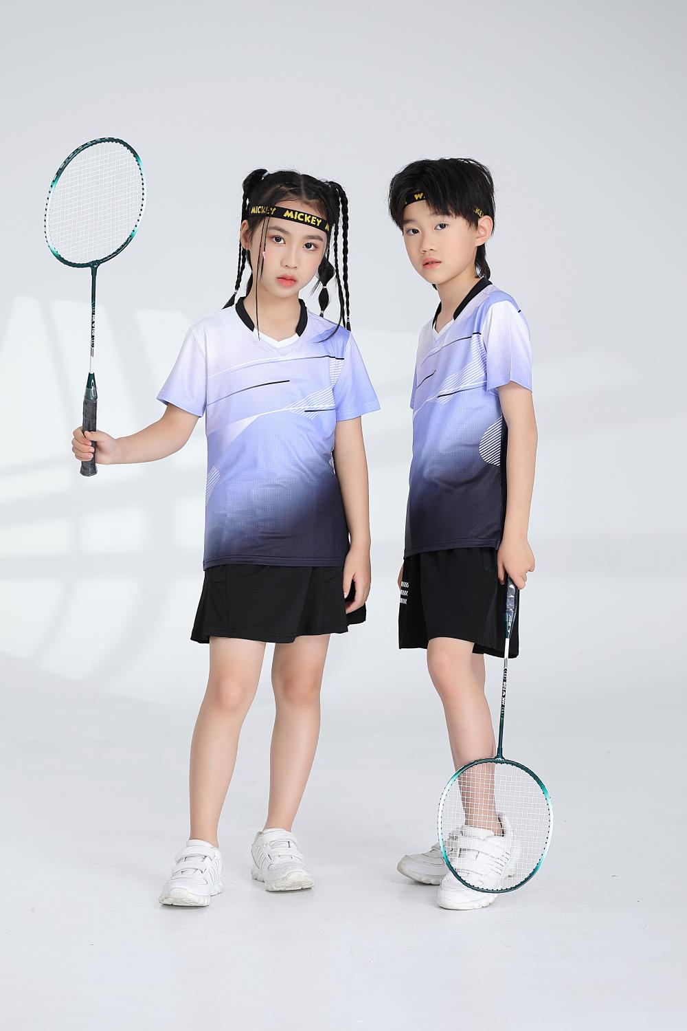 1885B style - Net badminton children clothing single top T-shirt short sleeve V-neck