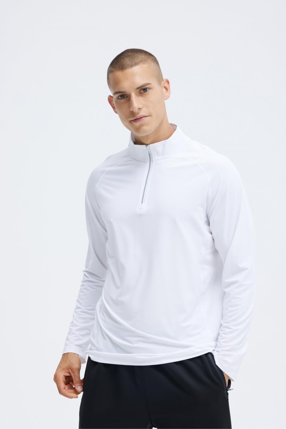 Mens AL16815# Men knitted long sleeve half zipper sports long sleeve stand collar half zipper