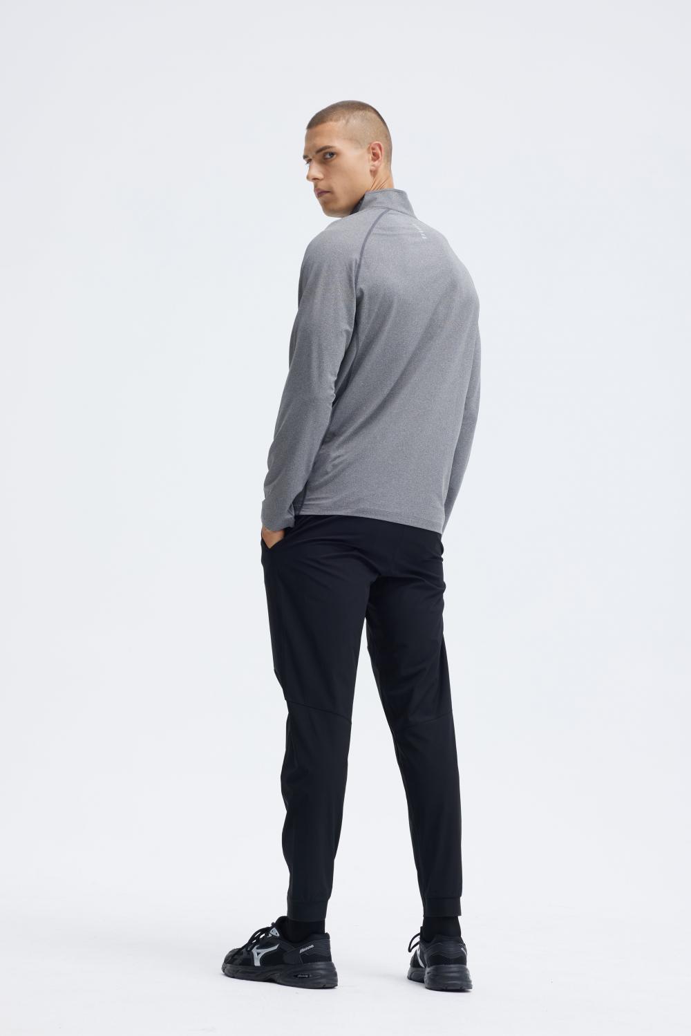 Mens AL16815# Men knitted long sleeve half zipper sports long sleeve stand collar half zipper