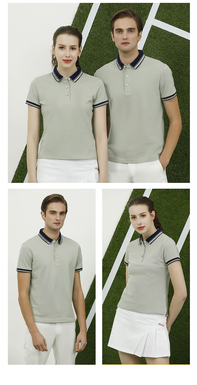 Long-staple cotton liquid ammonia beaded contrast color striped lapel short-sleeved POLO shirt universal GJ11-98888