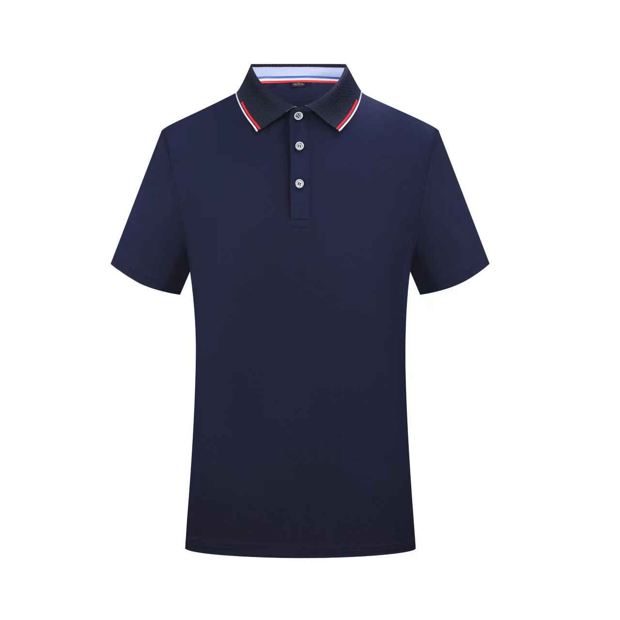 200g combed blue cotton pique jacquard collar short-sleeved lapel polo shirt GJ57-2098