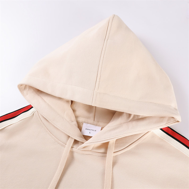 380g large terry personalized contrast color line drop shoulder hooded sweatshirt G21-U-X45015