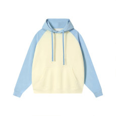 380g pure cotton large terry raglan color matching loose hooded sweatshirt G21-U-X68087