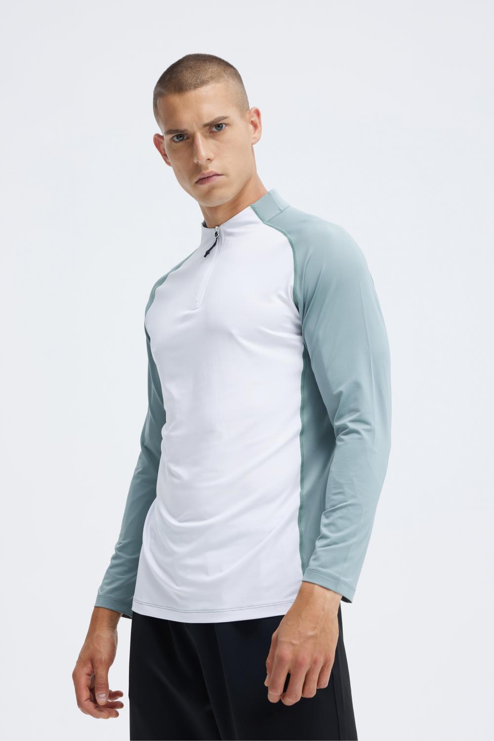 AL16821# Men knitted long-sleeved half-zip T-shirt long-sleeved stand-up collar for Men