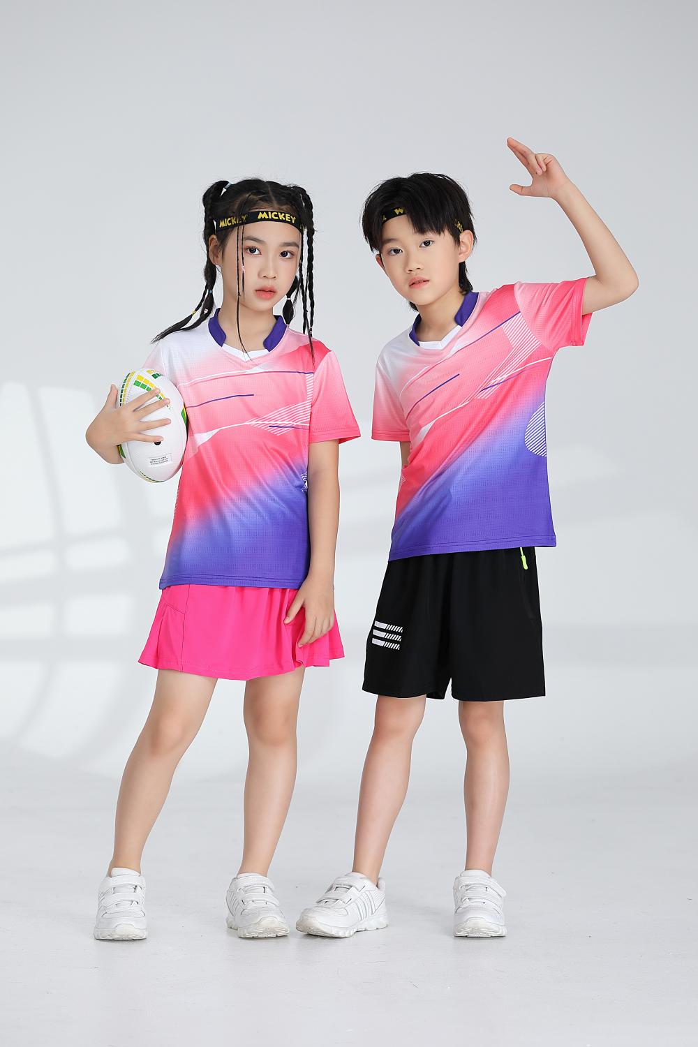 1885B style - Net badminton children clothing single top T-shirt short sleeve V-neck