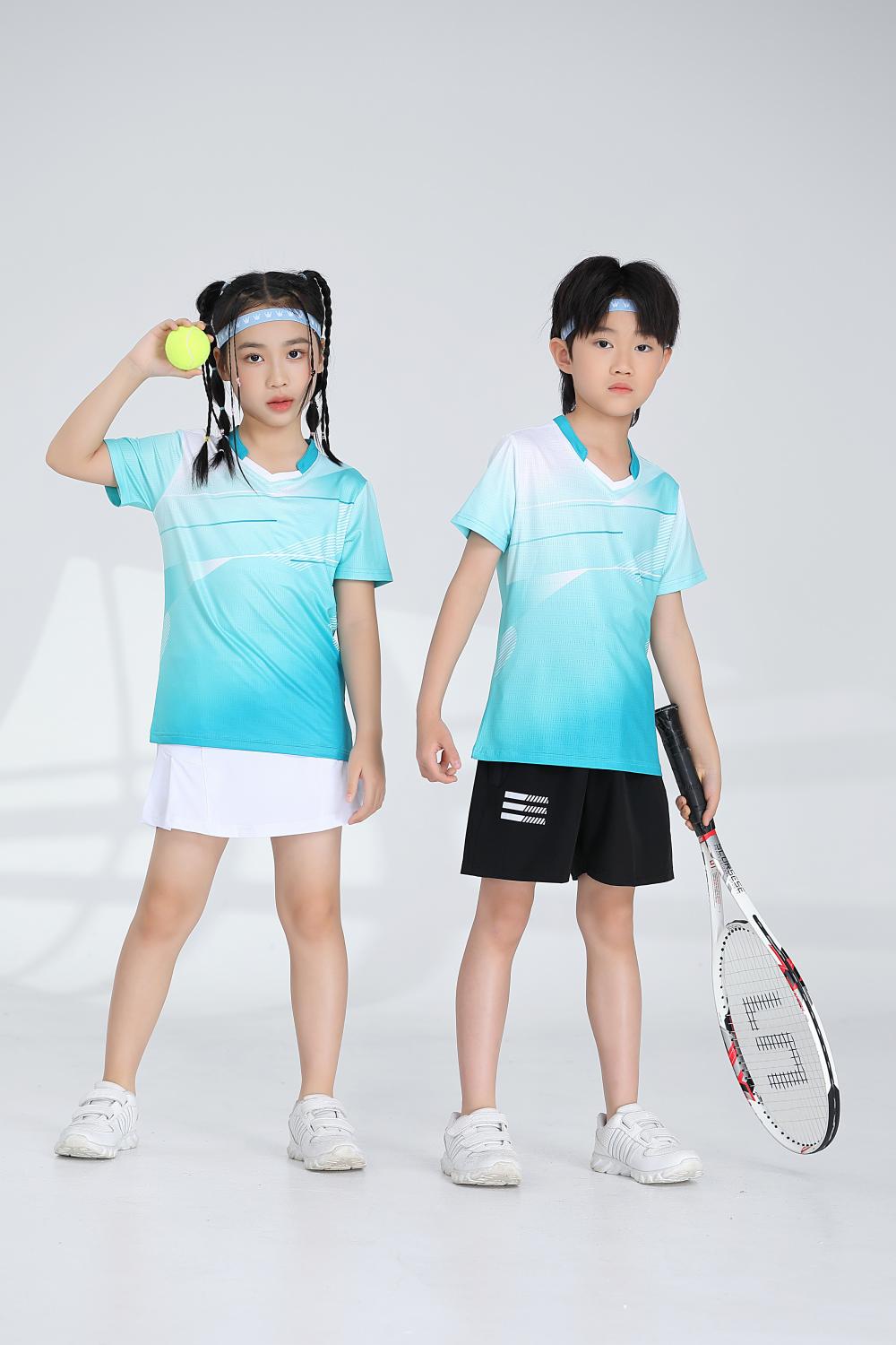 1885B style - Net badminton children clothing single top T-shirt short sleeve V-neck