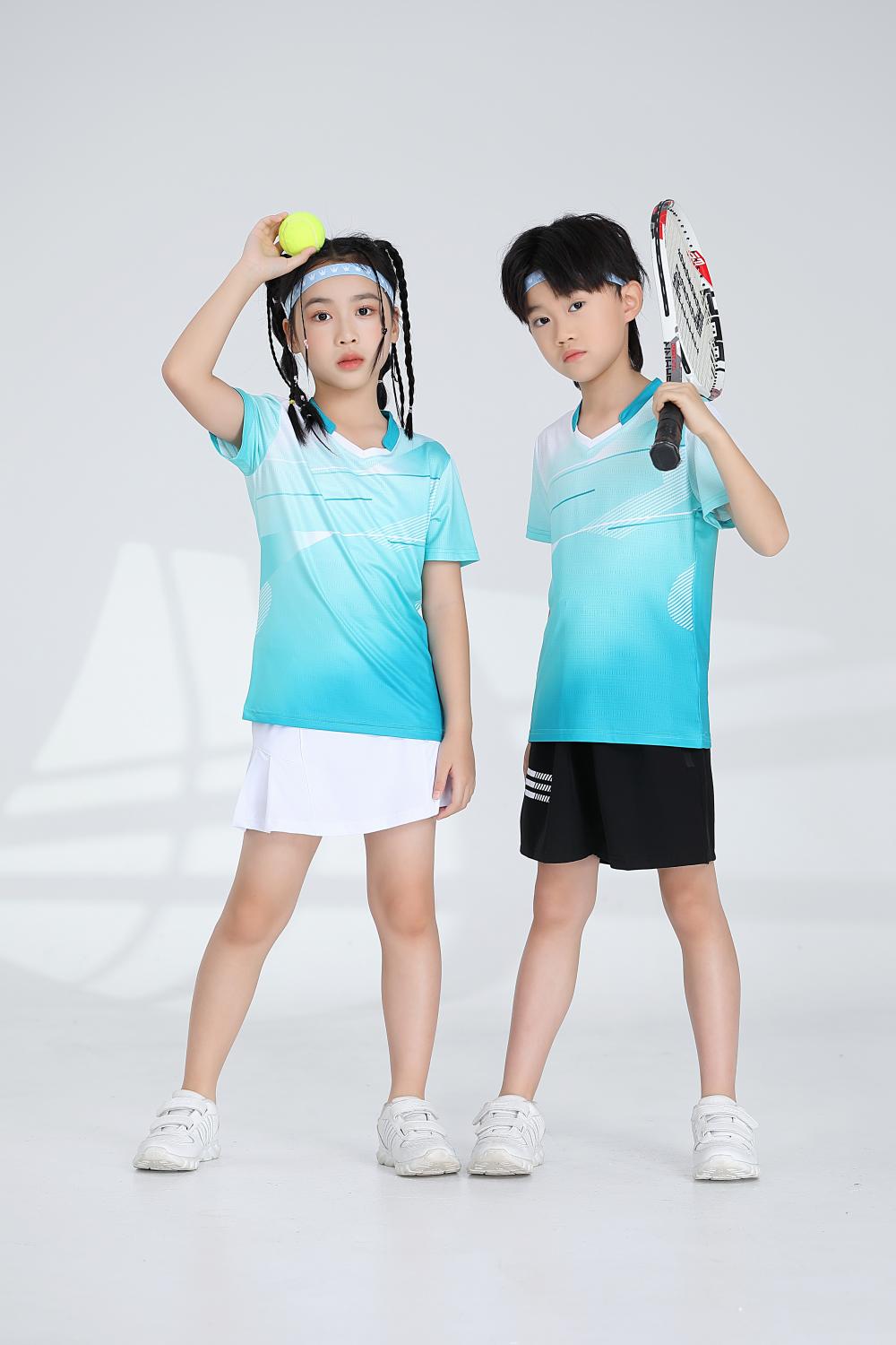 1885B style - Net badminton children clothing single top T-shirt short sleeve V-neck