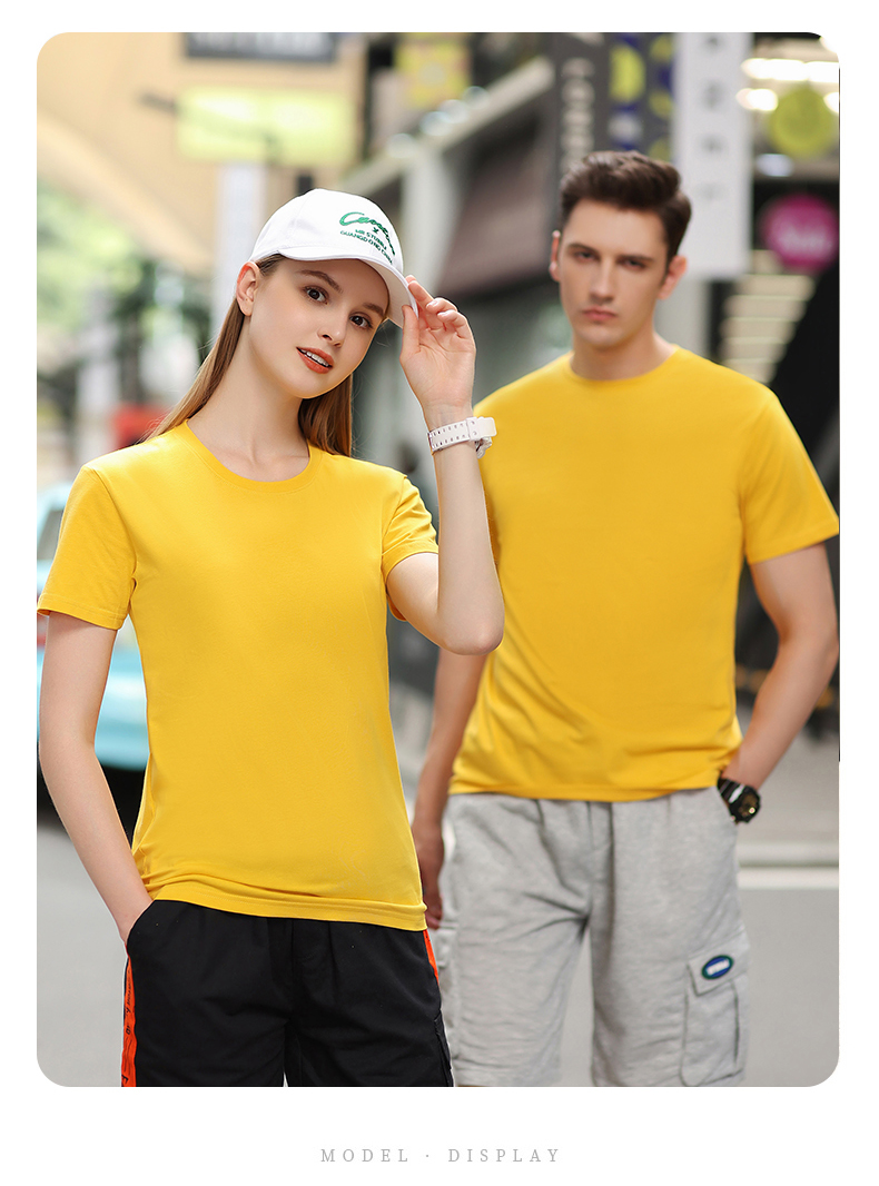 180g 26 count pure cotton tight siro spinning round neck T-shirt GJ65-1001