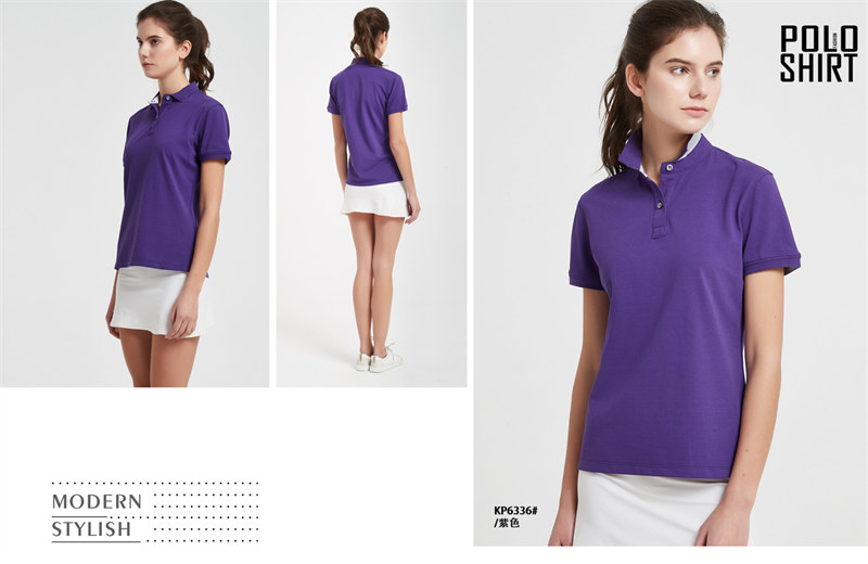 220g 40 count double mercerized pearl double color collar POLO shirt for women C02-KP6636